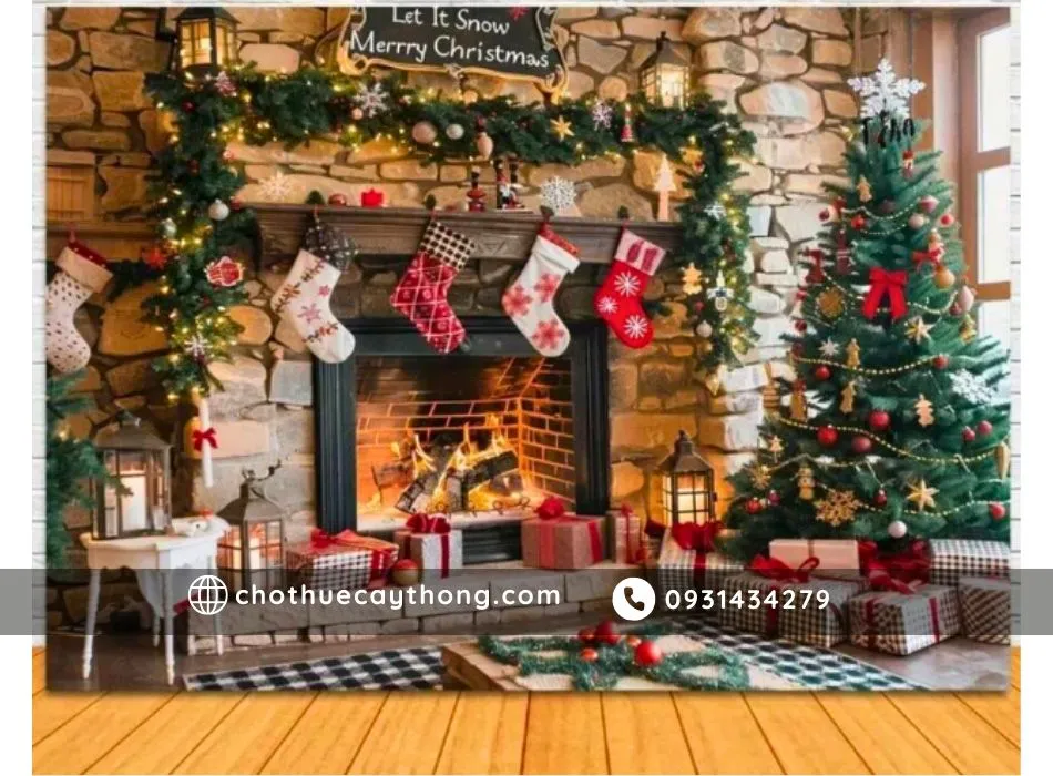 Hình ảnh Tiểu cảnh noel phong cách Âu Mỹ